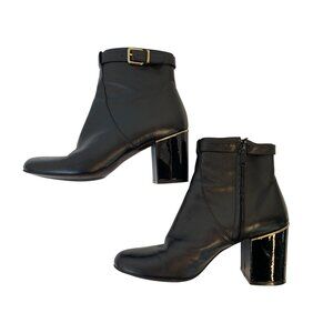 Robert Clergerie Black Butter Leather Ankle Boots Chunky Heels France F9063